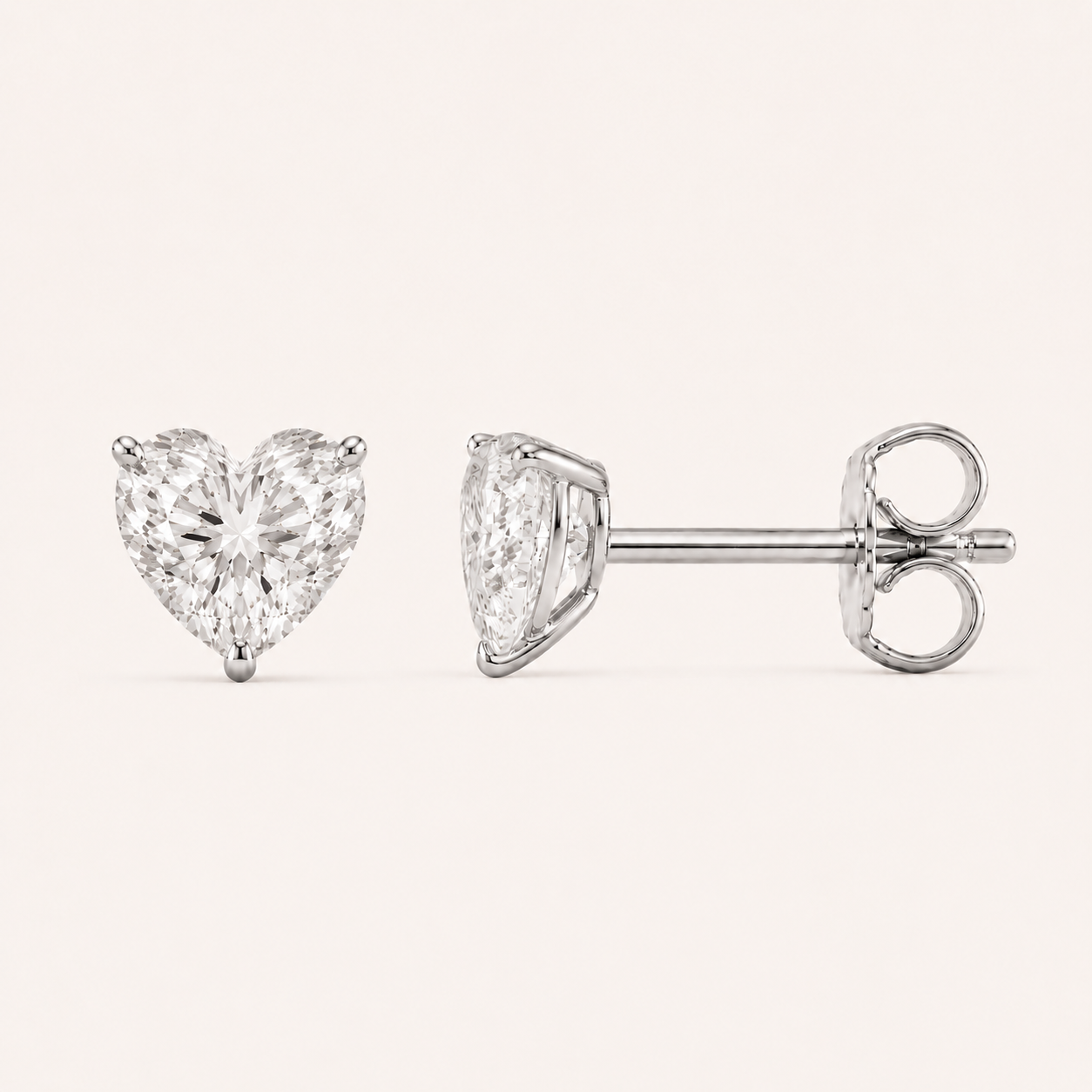 Boucles Studs Diamants de Laboratoire Coeurs 0,50 ct