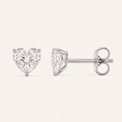 Boucles Studs Diamants de Laboratoire Coeurs 0,50 ct