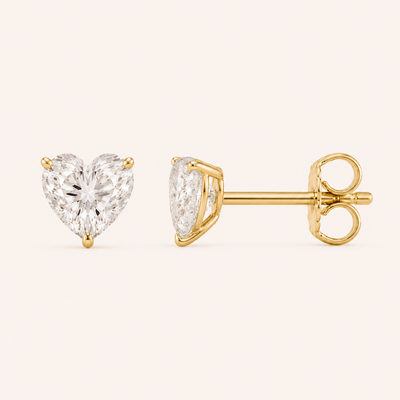 Boucles Studs Diamants de Laboratoire Coeurs 0,50 ct