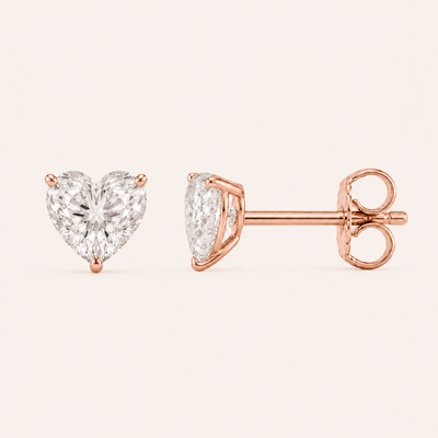 Boucles Studs Diamants de Laboratoire Coeurs 0,50 ct