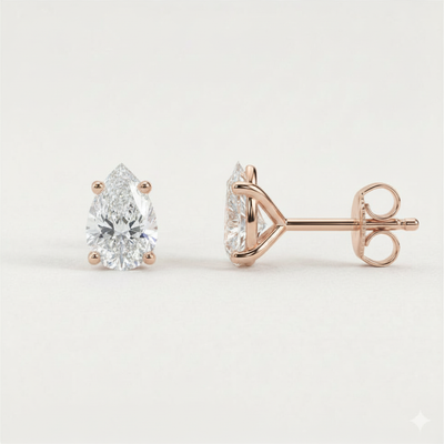 Boucles Studs Diamants de Laboratoire Poires 0,50 ct