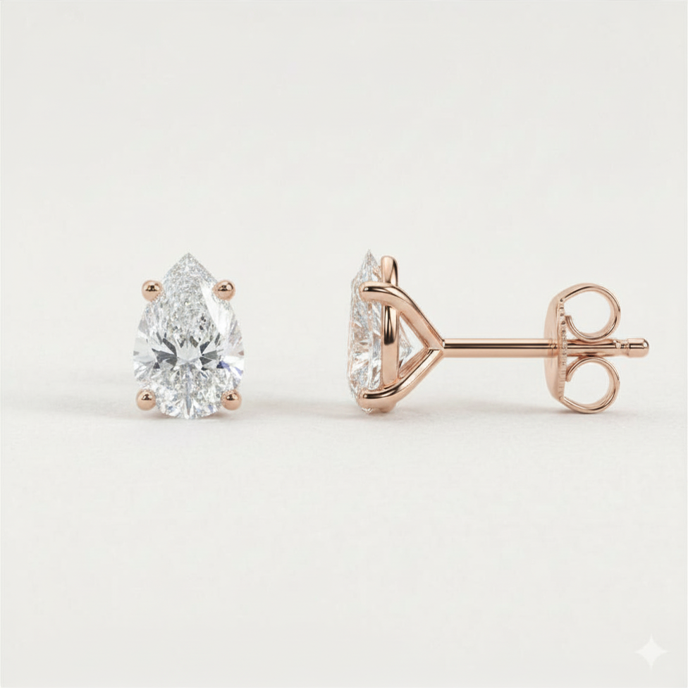 Boucles Studs Diamants de Laboratoire Poires 0,50 ct