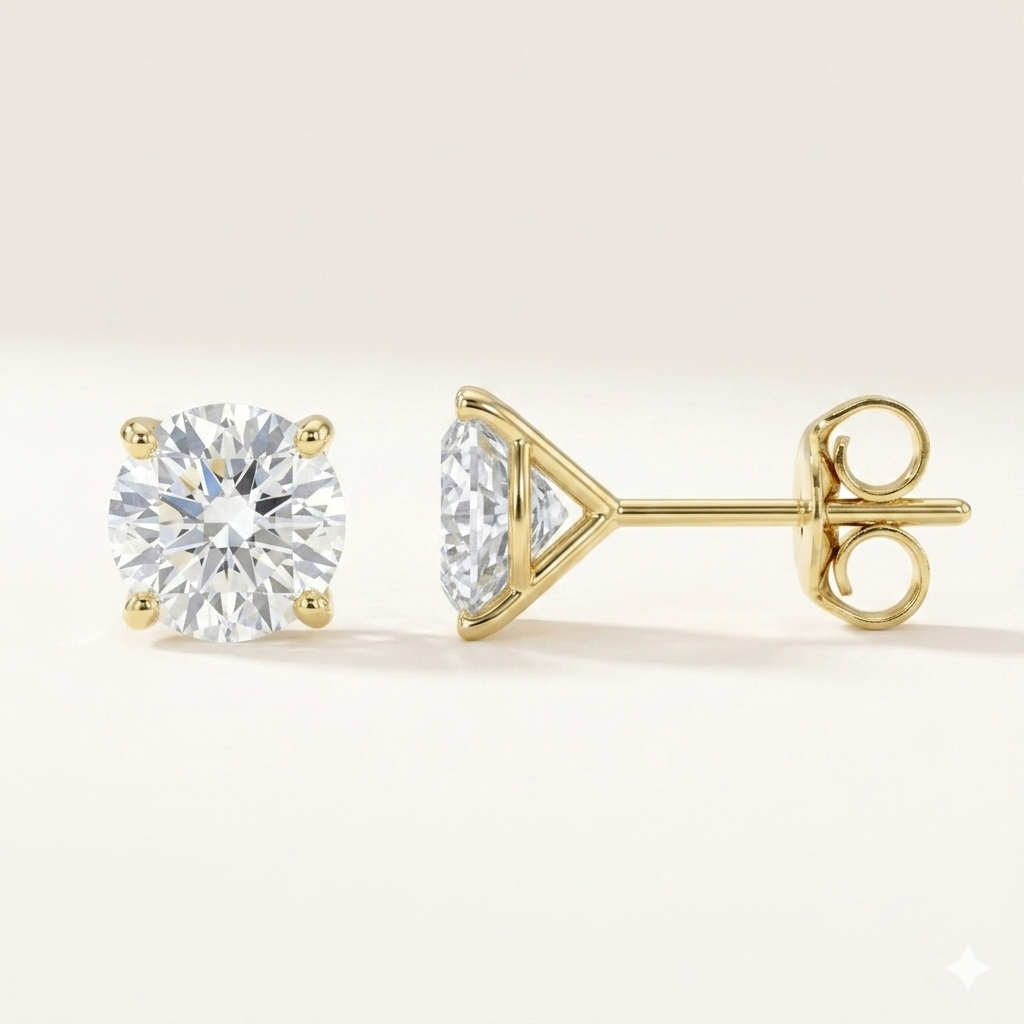 Boucles Studs Diamants de Laboratoire Ronds 0,30 ct