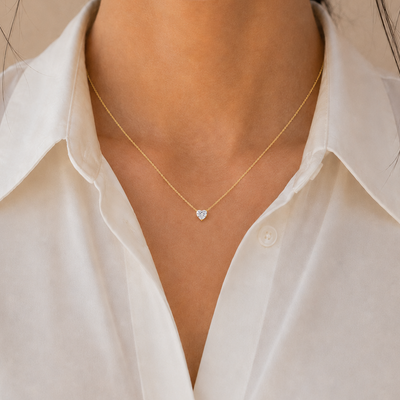 Pendentif Cœur Serti Diamant de Laboratoire 0,50 carat /or jaune 18kt