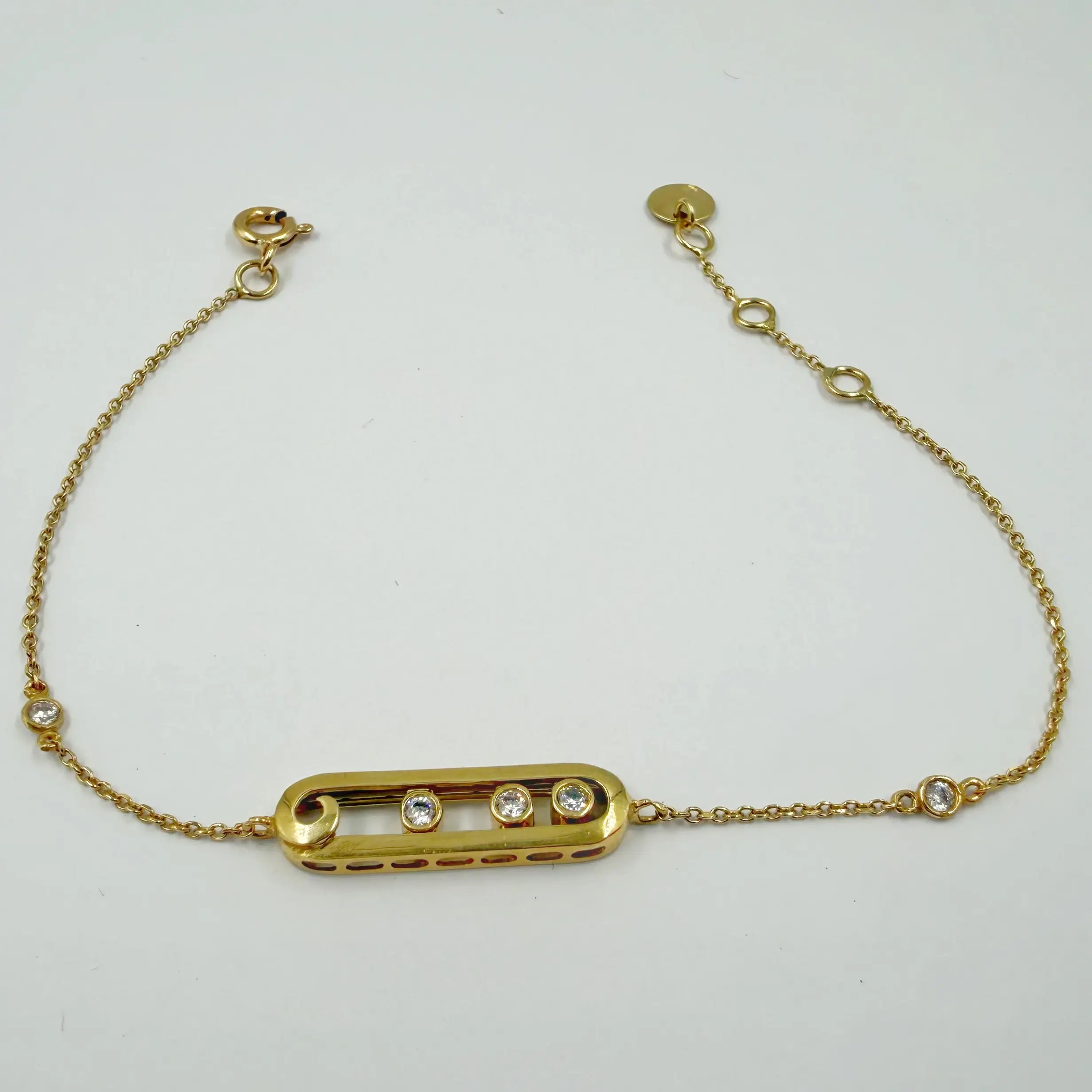 Gourmette Pierres Mobiles en Or Jaune 18K