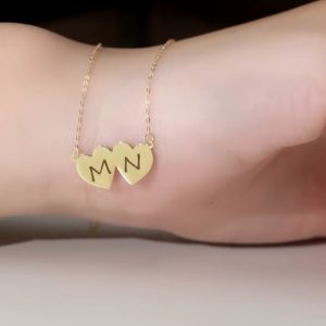 Collier double cœur en Or 18 carats. Unique & Elegant [B.FETHI™]
