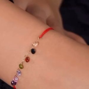 Cordon pierre coloré en or18k [B.FETHI™]