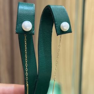 Boucle d’oreille en Or18k avec johar naturelle [B.FETHI™]