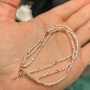 Bracelet perle naturelle avec boules en Or 18 carats [B.FETHI™]