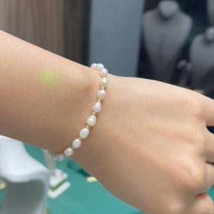 Gourmette en Or 18 carats avec perle naturelle [B.FETHI™]