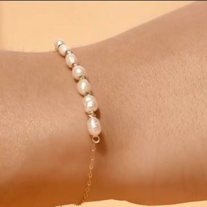Gourmette perle boules en Or18k [B.FETHI™]