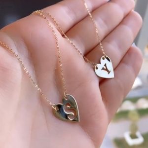 Collier grand Coeur avec lettre en Or18k [B.FETHI™]