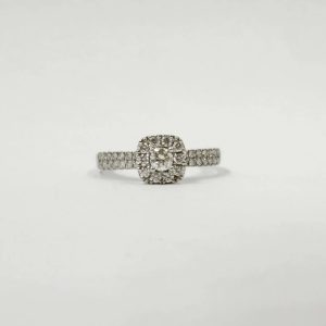 Alliance halo rectangulaire en or gris sertie de diamants – 0,46 ct [B.FETHI™]