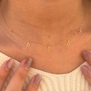 Collier petits coeurs en Or18k [B.FETHI™]