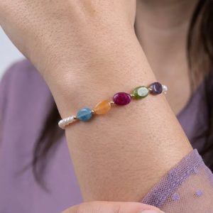 Bracelet johar hor avec boules en or18k des pierres naturelles [B.FETHI™]