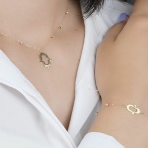 Ensemble Khmissa en Or 18 Carats - Collier et Gourmette [B.FETHI™]