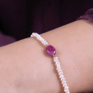 Bracelet jouhar naturelle avec deux boules en Or18k [B.FETHI™]