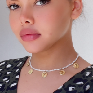 Collier Néfertiti en Or 18k Avec Pierres Johar Naturelles [B.FETHI™]