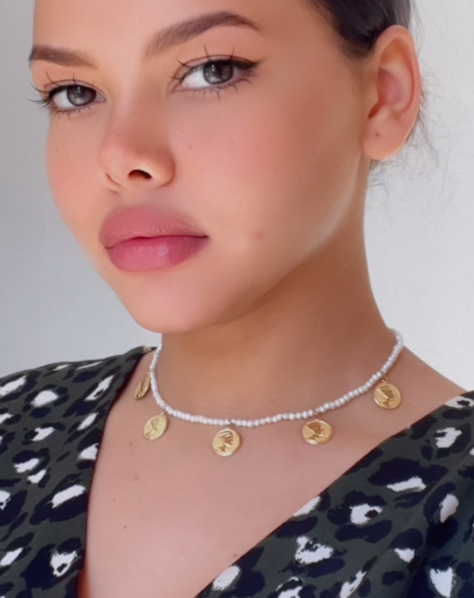 Collier Néfertiti en Or 18k Avec Pierres Johar Naturelles [B.FETHI™]