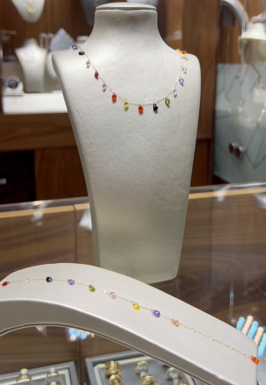 Ensemble ARC EN CIEL en Or 18k ( Collier et gourmette ) [B.FETHI™]