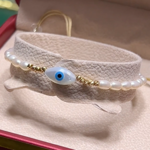 Cordon EVILE EYE en Or 18k Avec Pierres Johar Naturelles [B.FETHI™]
