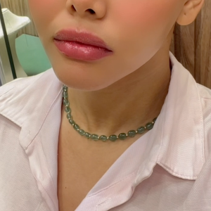 Collier en Or 18k et Pierre Aventurine Authentique [B.FETHI™]