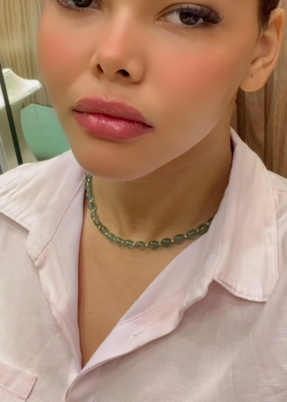 Collier en Or 18k et Pierre Aventurine Authentique [B.FETHI™]