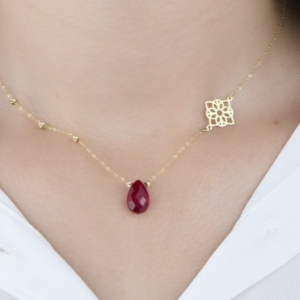 Collier En Or 18k Avec Des Pierres Naturelles en Couleurs [B.FETHI™]