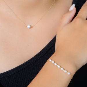Ensemble En Or 18k avec Pierres Joher naturelles - Collier, Gourmette et boucles. [B.FETHI™]