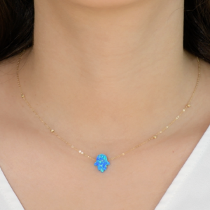 Collier en Or 18k - Khmissa Pierre Opale [B.FETHI™]