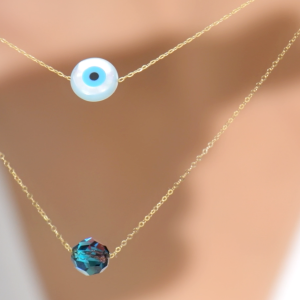 Collier Double en Or 18k Avec des Pierres Naturelles [B.FETHI™]