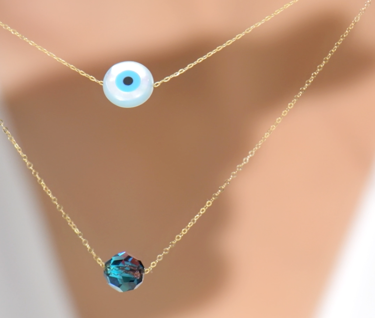 Collier Double en Or 18k Avec des Pierres Naturelles [B.FETHI™]