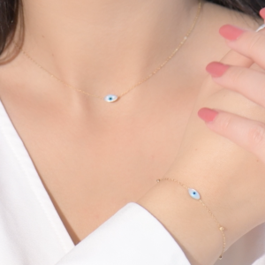 Ensemble EVILE EYE en Or 18k '' Gourmette et Collier '' [B.FETHI™]