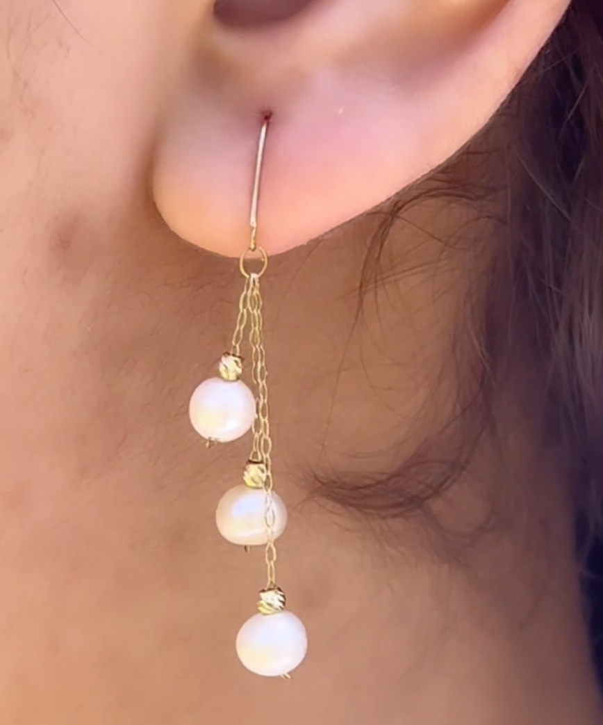 Boucles D'oreilles en Or 18k avec Trois Johar Naturelles [B.FETHI™]