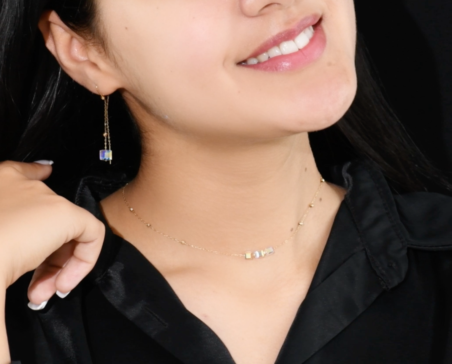 Ensemble Cristal en Or 18k ( Collier et Gourmette ) [B.FETHI™]