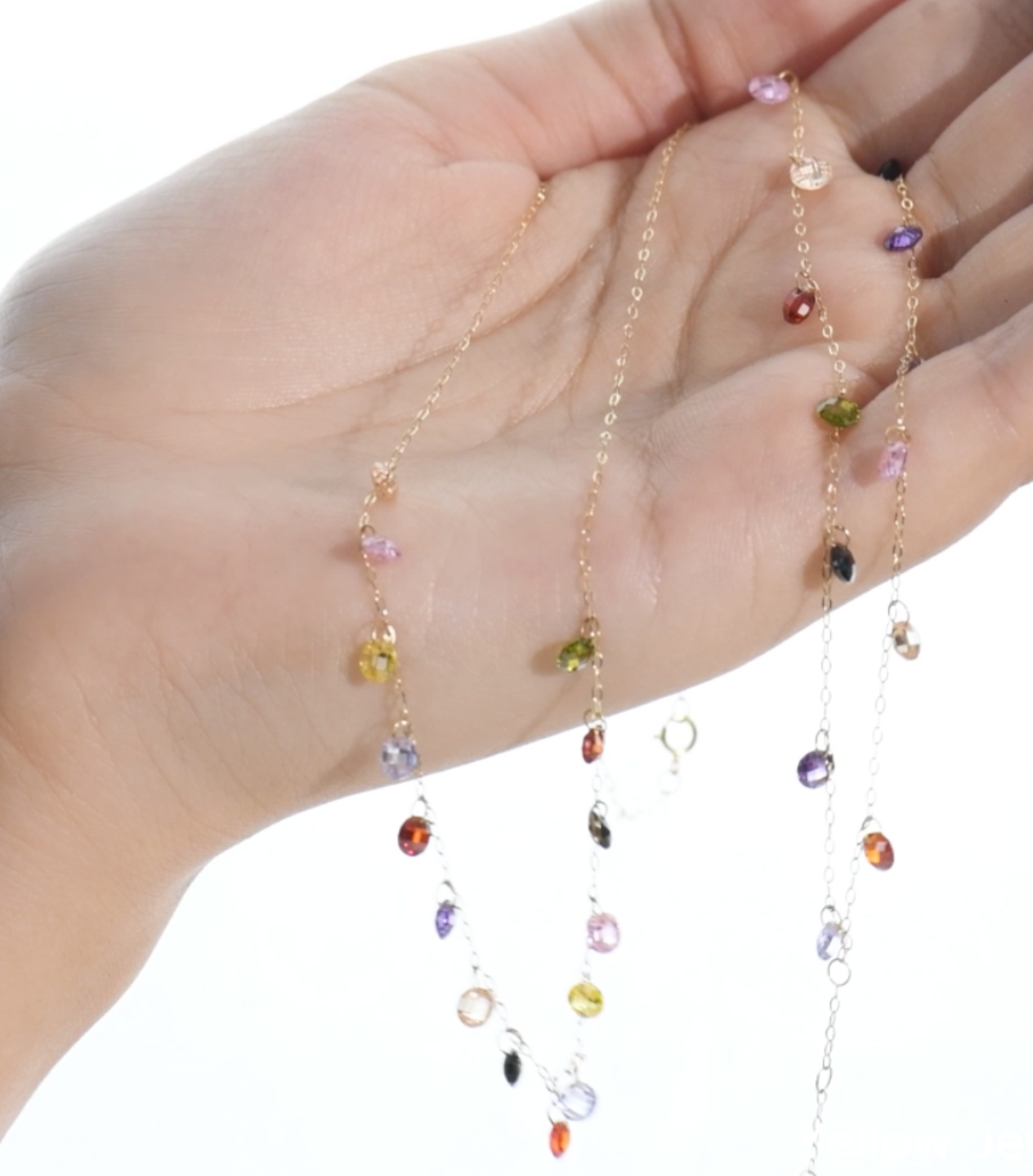 Ensemble en Or 18k Avec Des Pierres Naturelles ( Collier et Gourmette ) [B.FETHI™]