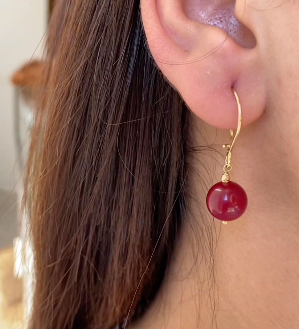 Boucles D'oreilles VALORA en Or 18k Avec Une Pierre Ruby Naturelle [B.FETHI™]