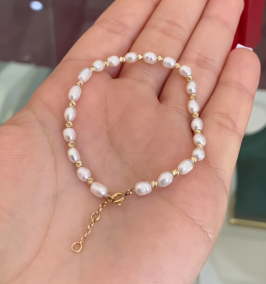 Bracelet avec johar naturelles et boules en Or 18k [B.FETHI™]