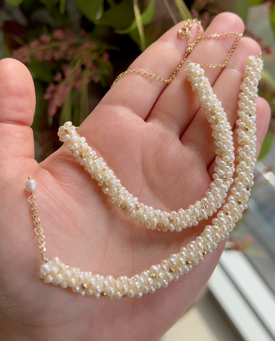 Ensemble Nyris en Or 18k Avec des Petites Pierres de Johar Naturelles (Collier et Gourmette) [B.FETHI™]