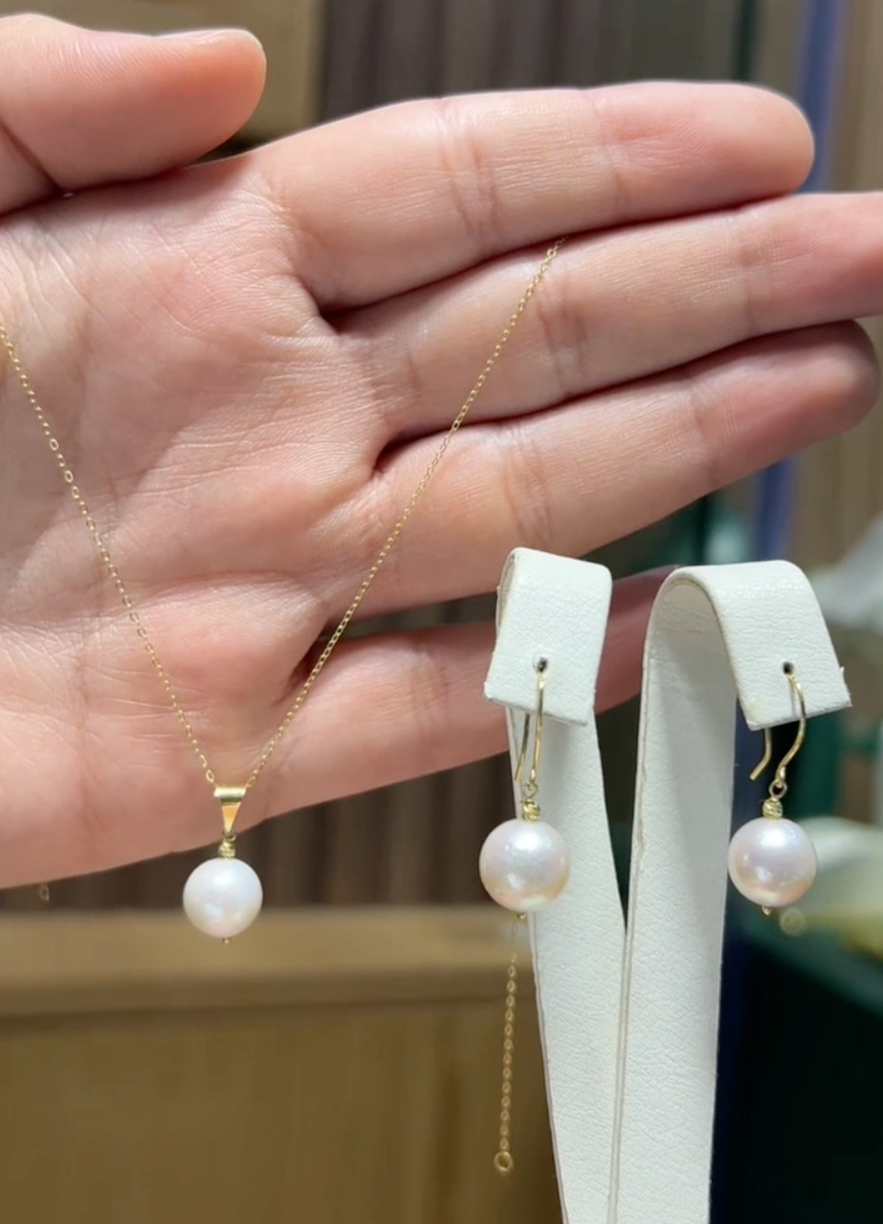 Ensemble en Or 18k Avec Johar Naturelles ( Collier et Boucles D'oreilles ) [B.FETHI™]