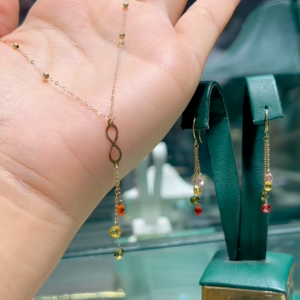 Ensemble en Or 18k infini Arc en CIel ( Collier et Boucles D'oreilles ) [B.FETHI™]