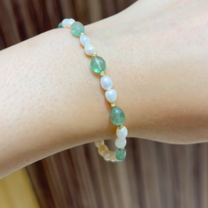 Cordon Avec Pierres Johar, Aventurine et boules en Or 18k! [B.FETHI™]