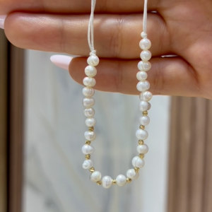 Bracelet Cordon avec boules en Or 18k et pierres johar naturelles [B.FETHI™]