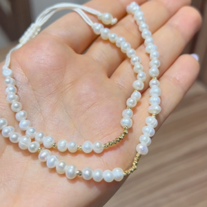 Ensemble Cordon Johar Naturelle avec Boules en Or 18k [B.FETHI™]