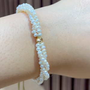 Bracelet Cordon en Pierres Johar Naturelles avec Grand Boule en Or 18k [B.FETHI™]
