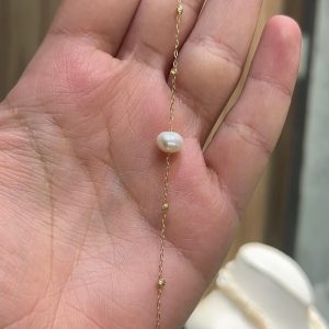 Gourmette en Or18k avec une perle naturelle [B.FETHI™]