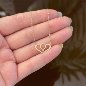 Collier 2 Coeur en or18k [B.FETHI™]