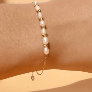 Gourmette en Or18k avec jouhar naturelle [B.FETHI™]