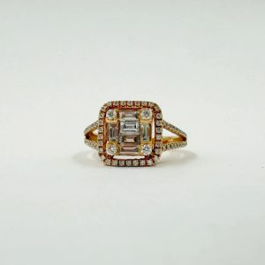 Alliance en or rose sertie de diamants et diamants baguette – 0,97 ct [B.FETHI™]