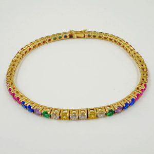 Gourmette Tennis Multicolore en Or Jaune 18K [B.FETHI™]